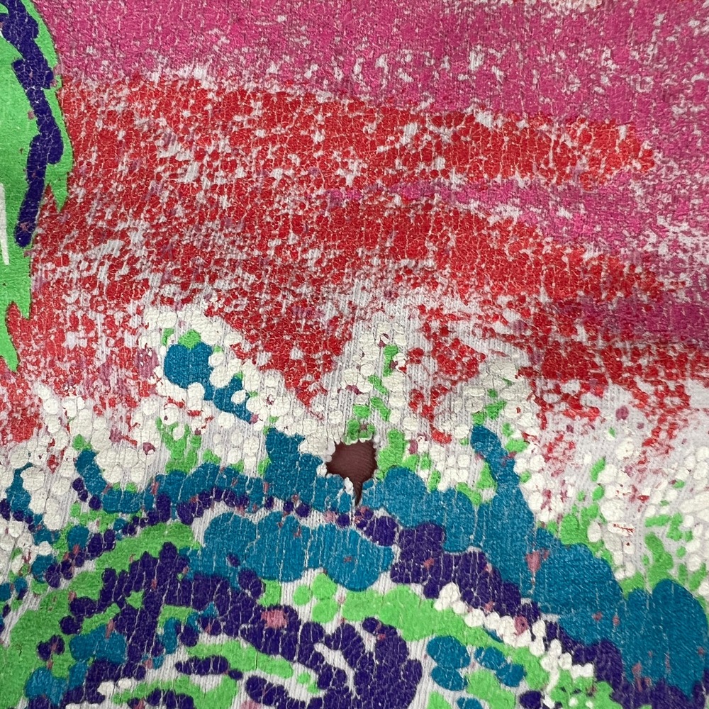 VTG Ocean Wave T Shirt‎ FIts Large 1990s Body Co Palm Tree Splatter Distressed - Picture 6 of 9